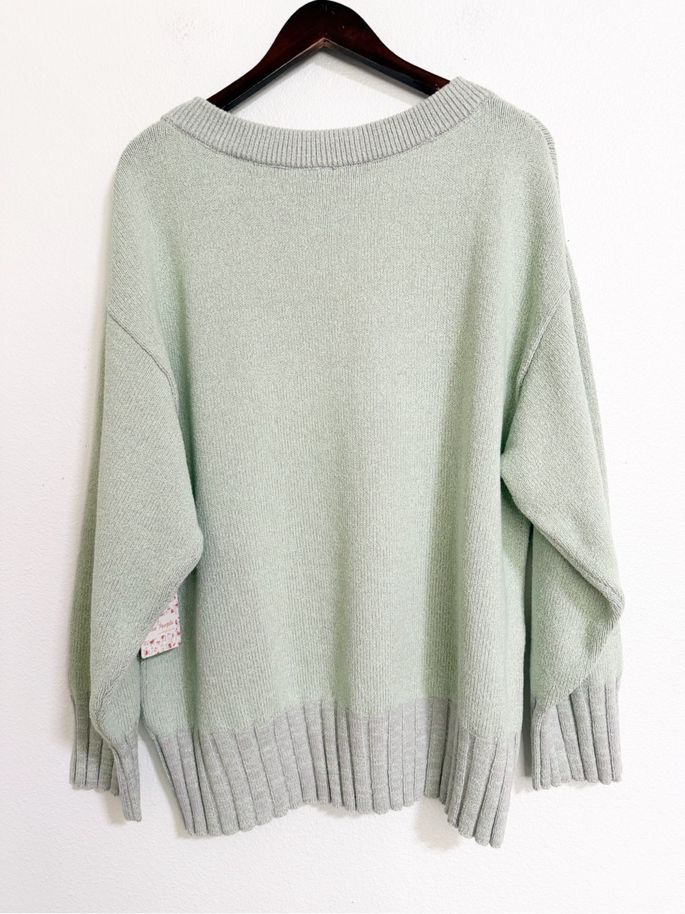 NEW Free People Street Fair Tunic Sweater Oversized Lime Gray Size L - Picture 4 of 15